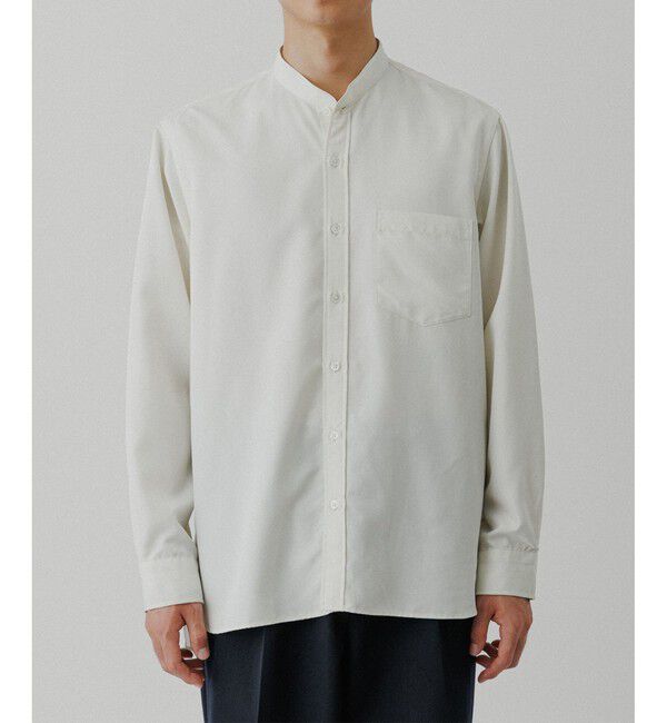 ADAM ET ROPE'「スエードタッチ レーヨン バンドカラーシャツ」|シャツ・ブラウス|