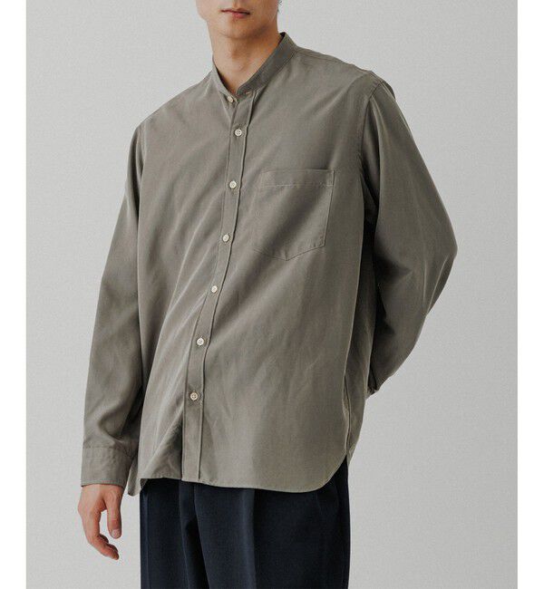 ADAM ET ROPE'「スエードタッチ レーヨン バンドカラーシャツ」|シャツ・ブラウス|