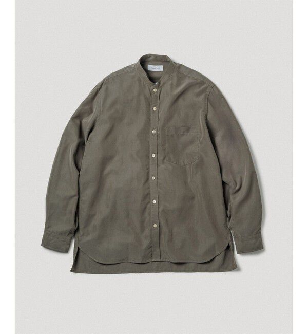 ADAM ET ROPE'「スエードタッチ レーヨン バンドカラーシャツ」|シャツ・ブラウス|カーキー系(38)