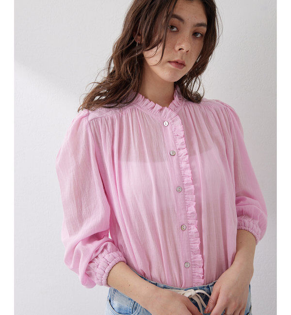  「フリルギャザーブラウス」|シャツ・ブラウス|ピンク
