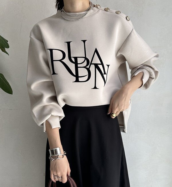  「【WEB限定】ゴールドボタンロゴトップス」|Tシャツ・カットソー|ベージュ