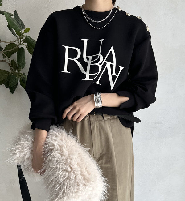  「【WEB限定】ゴールドボタンロゴトップス」|Tシャツ・カットソー|ブラック