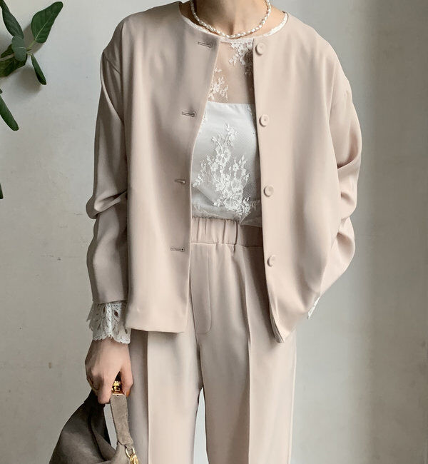  「【オケージョン対応】【WEB限定】ノーカラージャケット」|ブルゾン・スタジャン|