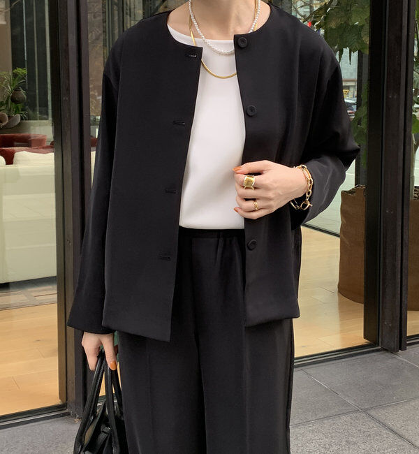  「【オケージョン対応】【WEB限定】ノーカラージャケット」|ブルゾン・スタジャン|