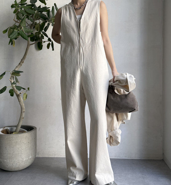  「【WEB限定】バックVデニムサロペット」|ワンピース|