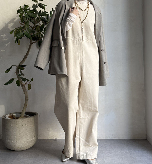  「【WEB限定】バックVデニムサロペット」|ワンピース|