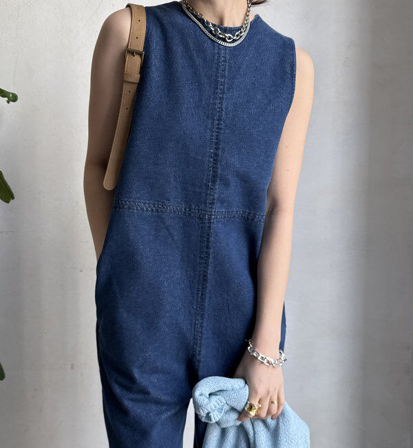  「【WEB限定】バックVデニムサロペット」|ワンピース|