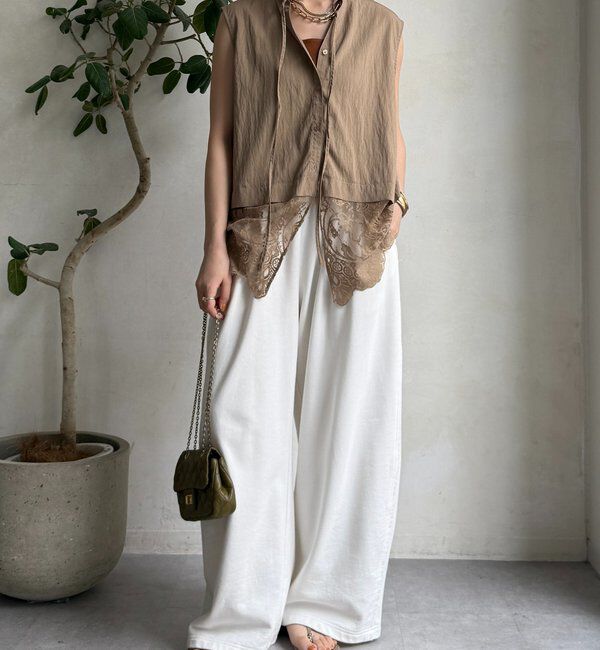  「レース切替ノースリブラウス」|シャツ・ブラウス|