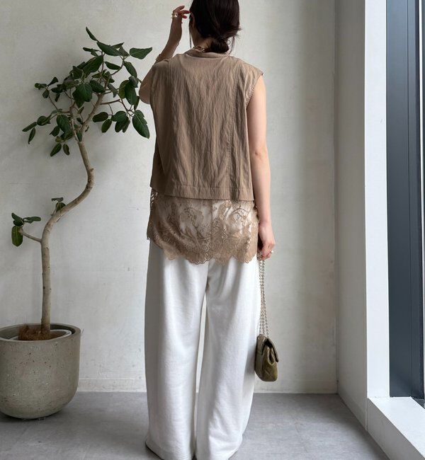  「レース切替ノースリブラウス」|シャツ・ブラウス|