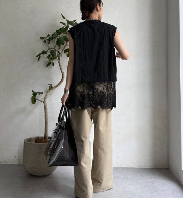  「レース切替ノースリブラウス」|シャツ・ブラウス|