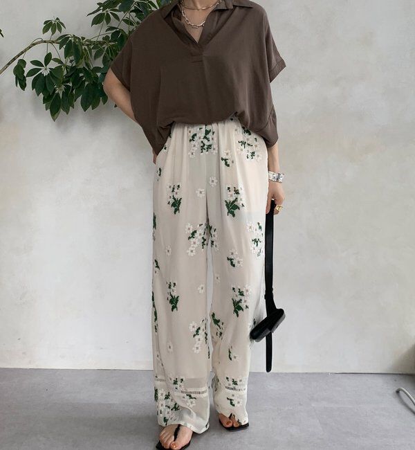  「【WEB限定】フルレット刺繍パンツ」|チノ|