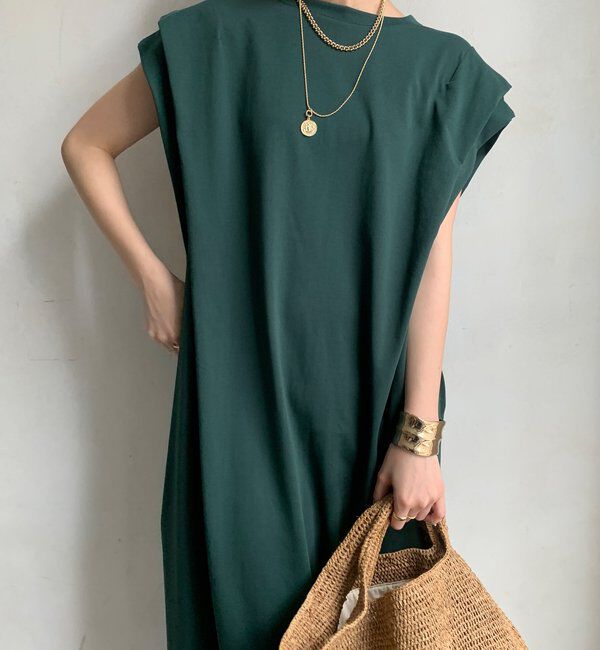  「【WEB限定】ショルダーデザインワンピース」|ワンピース|グリーン