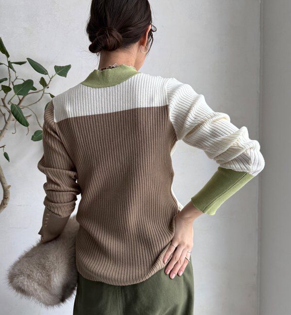  「【WEB限定】バイカラーリブニット」|ニット・セーター|