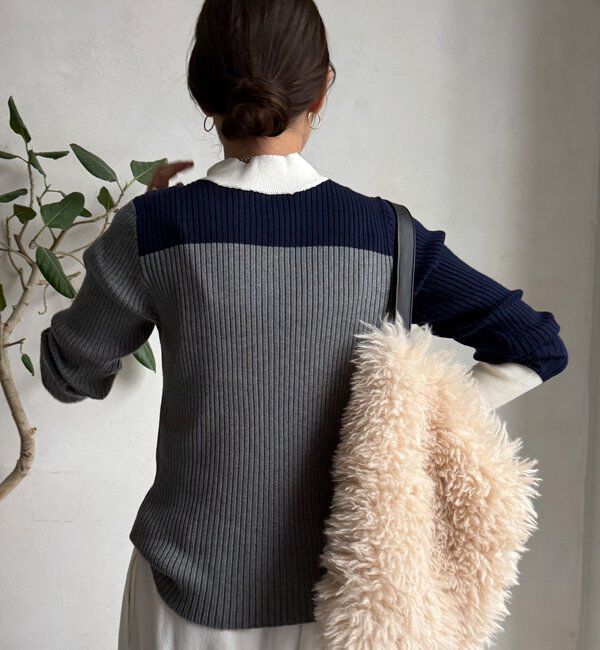  「【WEB限定】バイカラーリブニット」|ニット・セーター|
