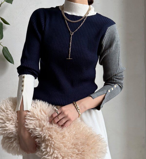  「【WEB限定】バイカラーリブニット」|ニット・セーター|