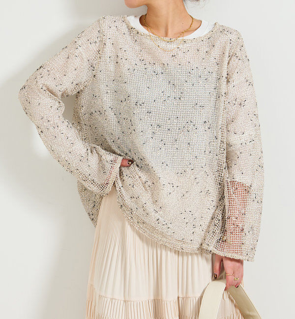  「メッシュニットプルオーバー」|ニット・セーター|ベージュ