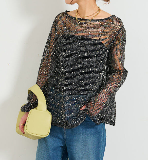  「メッシュニットプルオーバー」|ニット・セーター|ブラック