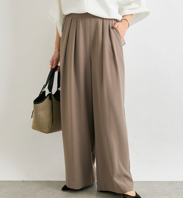  「【ウォッシャブル】【シーズンレスで使える】タックワイドスラックス」|チノ|モカ