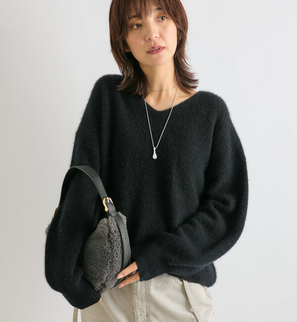  「【着心地◎】YAK100ショートニット」|ニット・セーター|ブラック