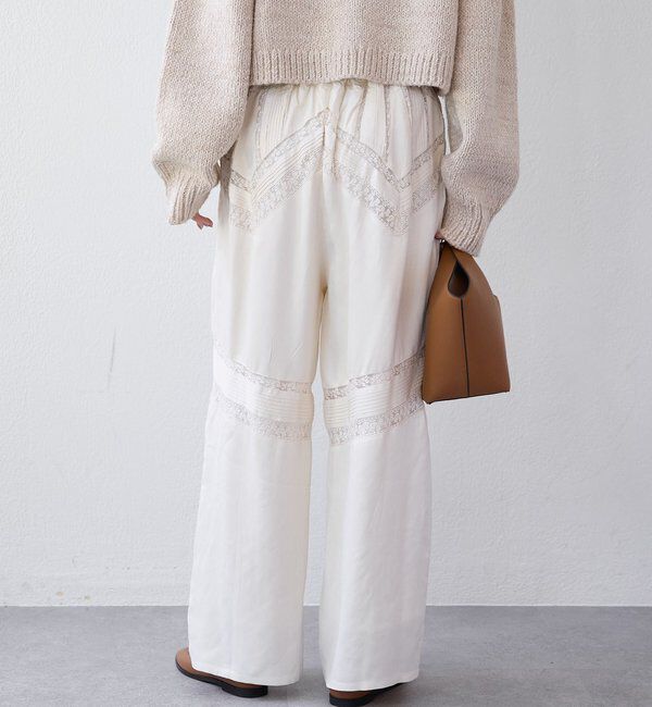  「【a Nice （ア ・ニース）】ピンタックレースパンツ」|チノ|