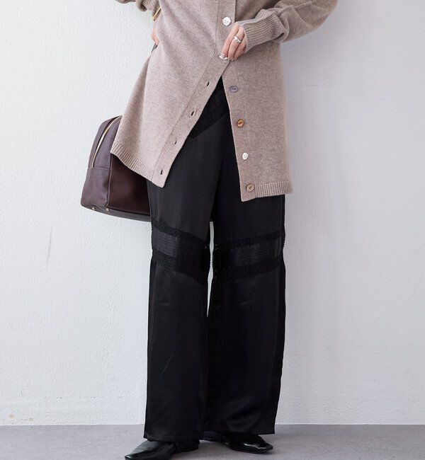  「【a Nice （ア ・ニース）】ピンタックレースパンツ」|チノ|