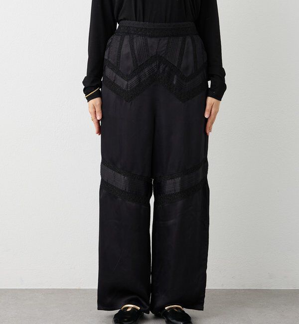  「【a Nice （ア ・ニース）】ピンタックレースパンツ」|チノ|