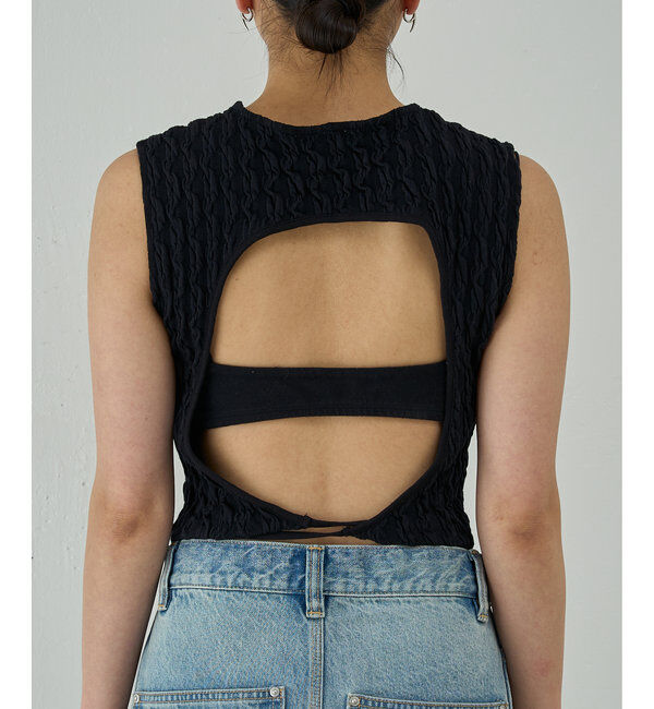  「【PEAS】ジャガードバックオープンカットソー」|Tシャツ・カットソー|