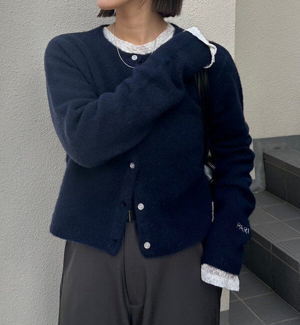  「【レイヤードスタイルも◎】PARIS刺繍カーディガン」|カーディガン|