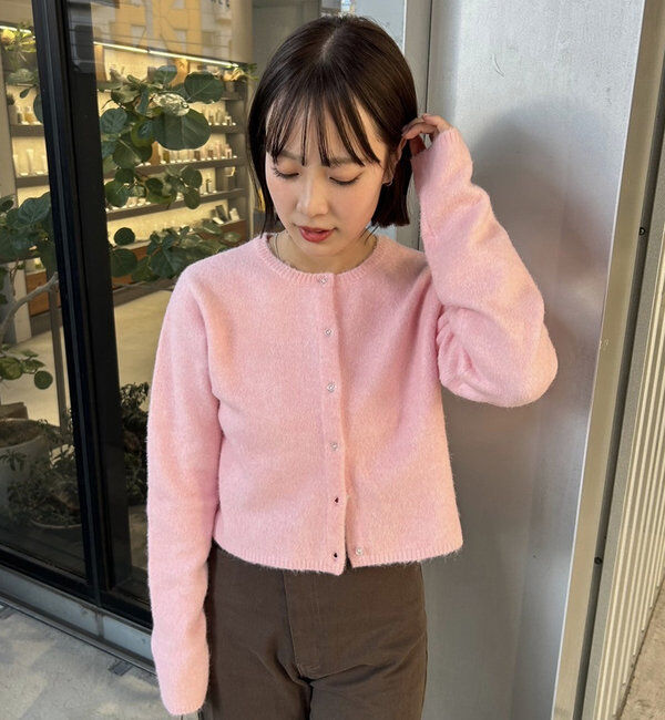  「【レイヤードスタイルも◎】PARIS刺繍カーディガン」|カーディガン|ピンク