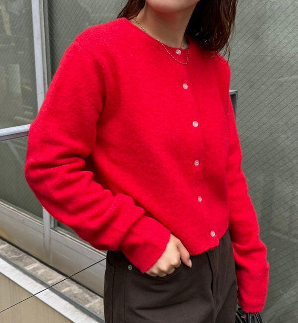  「【レイヤードスタイルも◎】PARIS刺繍カーディガン」|カーディガン|レッド