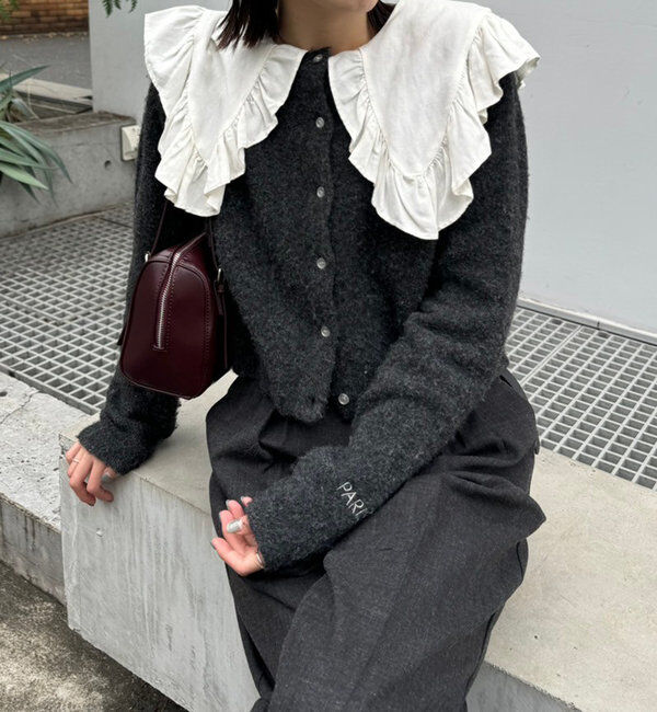  「【レイヤードスタイルも◎】PARIS刺繍カーディガン」|カーディガン|