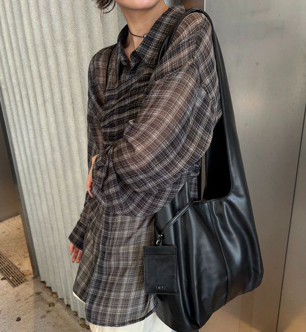  「loti ポーチ付きスウェードトート」|トートバッグ|ブラック