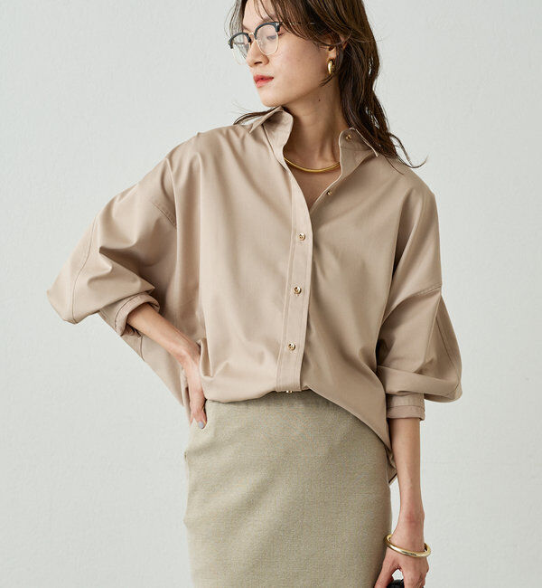  「サテンBIGシャツ」|シャツ・ブラウス|ベージュ