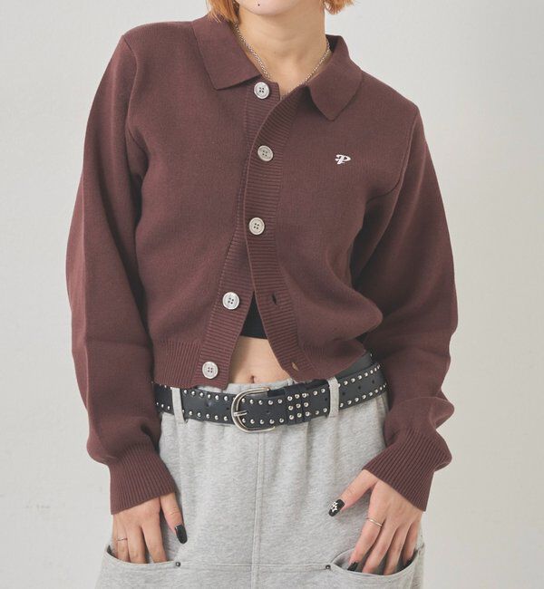  「【EC限定カラーあり】襟付きニットカーデ」|カーディガン|ブラウン