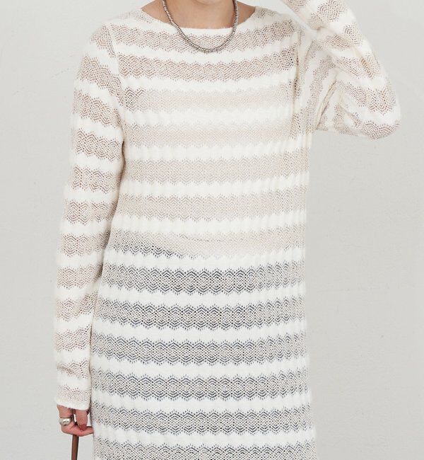  「透かし編みニットワンピース」|ワンピース|