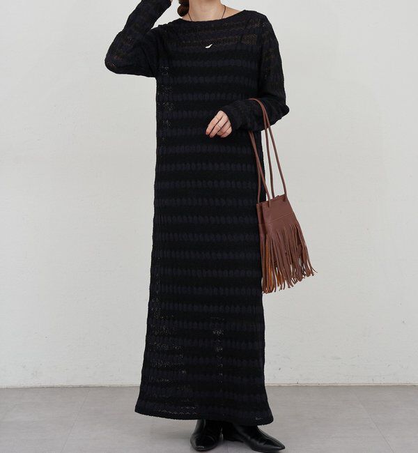  「透かし編みニットワンピース」|ワンピース|