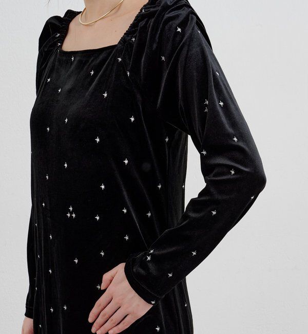  「ベロア刺繍ワンピース」|ワンピース|