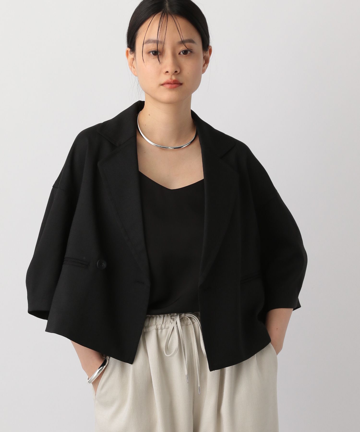 A part by 「リネンライクショートジャケット」|その他|ブラック
