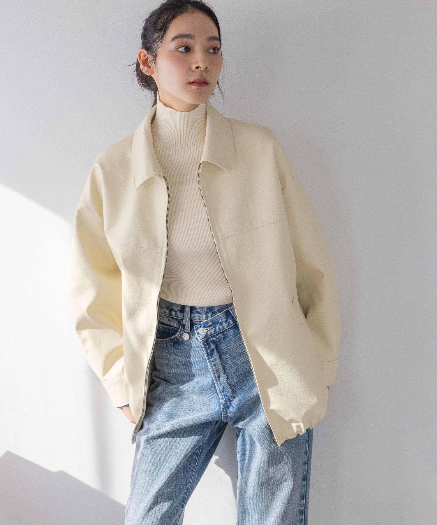 LOWRYS FARM「レザードロストＺＩＰブルゾン」|ブルゾン・スタジャン|