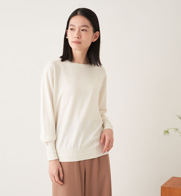 collex「シルクコットンプルオーバー」|ニット・セーター|ホワイト