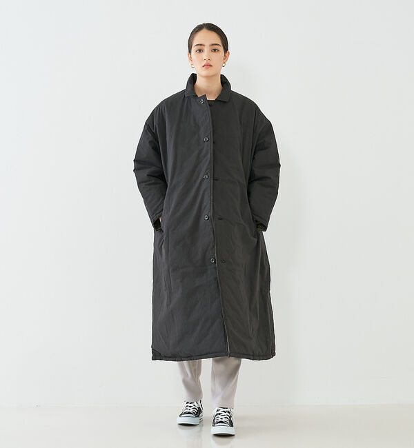 collex「【yarmo/ヤーモ】Quilting Lab Coat キルティングラボコート」|ステンカラーコート|ブラック
