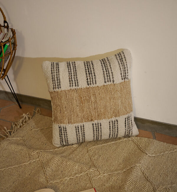 collex「【中材付】ボーダークッション45&times;45cm」|その他|ベージュ