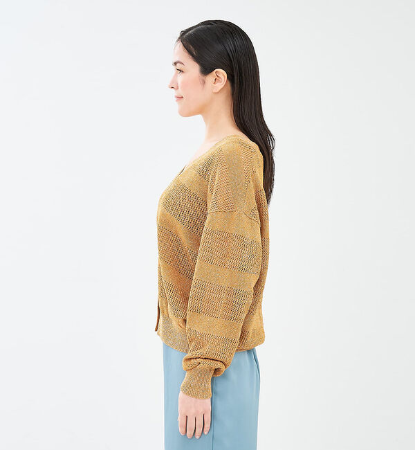 collex「レーシーボーダーVネックカーディガン」|カーディガン|