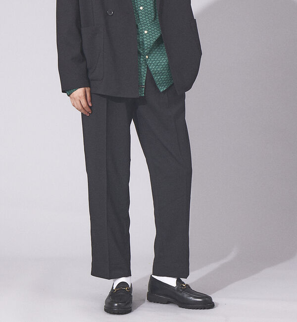 ABAHOUSE「【セットアップ対応】ライトウェイト ワンタック イージー ワイドパンツ」|その他|ブラック