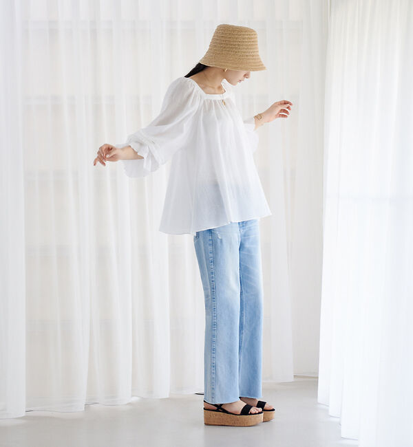 Rouge vif「スクエアカラーパフスリーブブラウス」|シャツ・ブラウス|