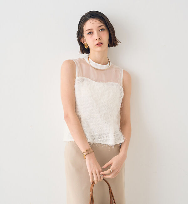 Rouge vif「【一部店舗限定】シアーミックスペプラムブラウス」|シャツ・ブラウス|