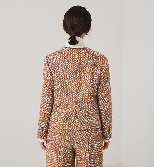 qualite「《セットアップ対応》ノーカラーツイードジャケット」|ノーカラージャケット|