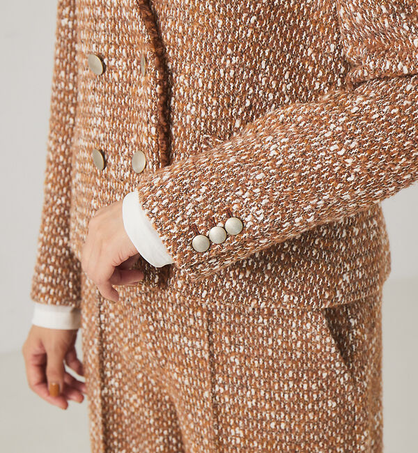 qualite「《セットアップ対応》ノーカラーツイードジャケット」|ノーカラージャケット|