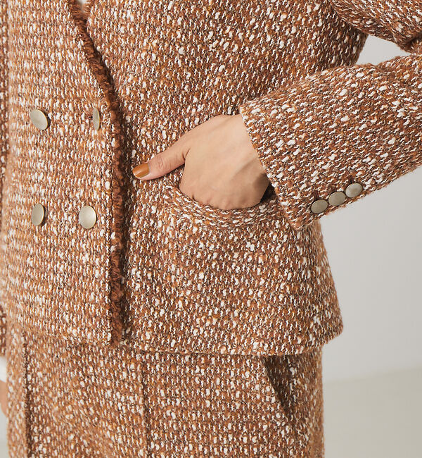 qualite「《セットアップ対応》ノーカラーツイードジャケット」|ノーカラージャケット|