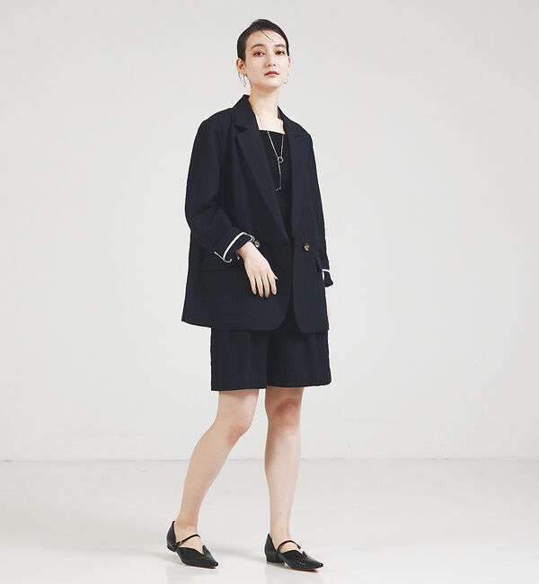 qualite「【セットアップ対応】ランダムヘリンボーンリネンジャケット」|テーラードジャケット|